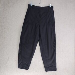 Banana Republic Pants Womens M Black Tapered Elastic Waist Lyocell Cotton Linen